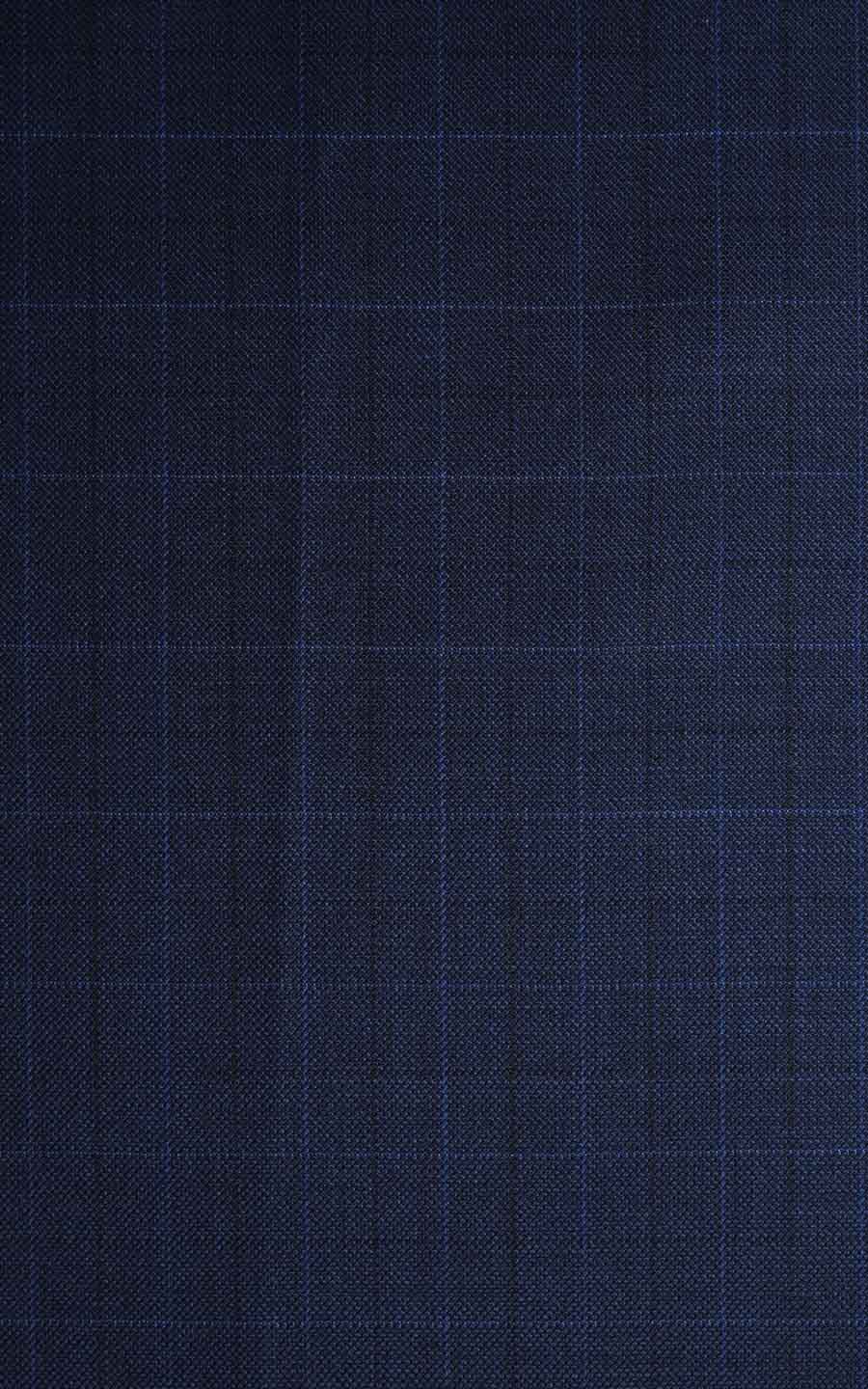 Navy Blue Checks Wool Pants-tailored-fit